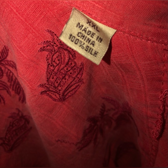 Tommy Bahama 💯 Silk Short Sleeve Button Down Rust Color Shirt men’s sz XXL - Picture 10 of 10
